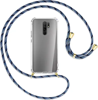 Produktbild von Handykette Backcover-Schutzhülle mit Band (Metall goldfarben) für Xiaomi Redmi 9 - Blautöne