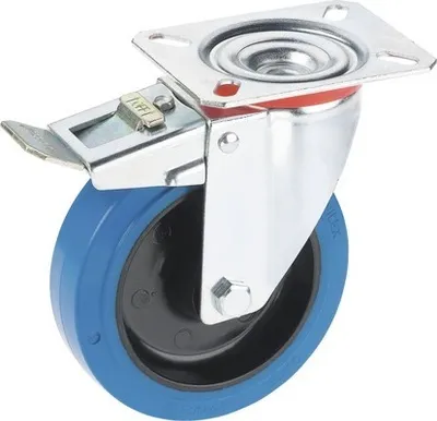 Produktbild von Tarrox Transportgeräterolle feststellbar mit Elastik Vollgummi Lauffläche bis 200 kg. 125x36 mm, Plattengröße 100x85 mm