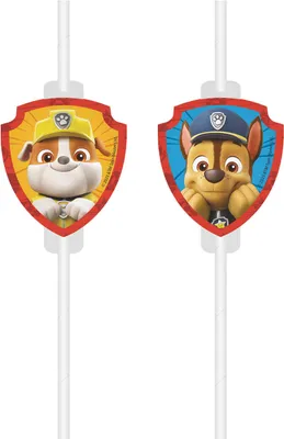Produktbild von Papierstrohhalme Röhrchen PAW PATROL Geburtstag 4St.
