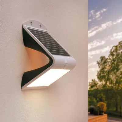 Produktbild von Ledvion Moderne Solar LED Wandlampe sensor 4W Warmweiß IP65 Weiß Mit