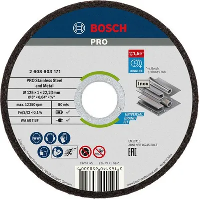 Produktbild von PRO Stainless Steel and Metal Trennscheibe, 125 x 1 x 22.23 mm, gerade