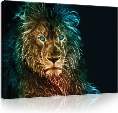 Produktbild von Leinwandbild Abstrakt Löwe 100x70 cm XXL Tiere Schwarz Schlafzimmer Wohnzimmer Canvas Bilder Wandbilder Kunstdruck Wand Bild auf Leinwand Aufhängefertig