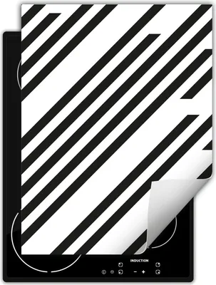 Produktbild von DarHaus Herdabdeckplatte Einteilig Küche Abdeckplatte für Glaskeramikfeld Abdeckung Induktionskochfeld Aufrollbare Matte 40x52 cm, schwarz - Streifen
