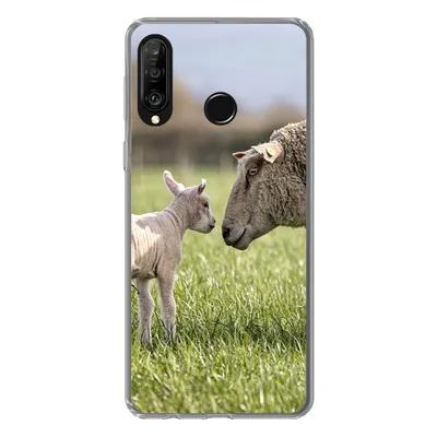 Produktbild von MuchoWow® Handyhülle Schutzhülle Hülle für Huawei P30 Lite Schafe - Gras - Lamm Silikon Softcase Handy Hülle - Handyhülle