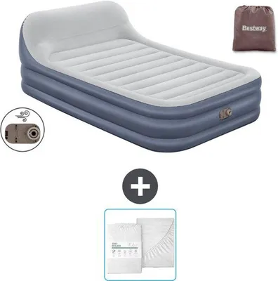 Immagine prodotto di Letto matrimoniale in PVC - 2 persone - 152 x 226 x 46 cm - Grigio - pompa e biancheria da letto incluse