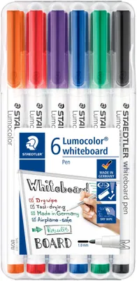 Image de 1 boîte de 6 marqueurs Lumocolor 301 WP6 pour tableau blanc Lumocolor M