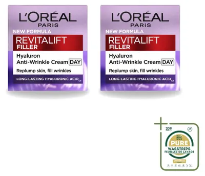 Immagine prodotto di 2 confezioni di crema viso anti-rughe L'Oréal Paris Revitalift Filler, 50 ml per confezione, confezione da 2 pezzi