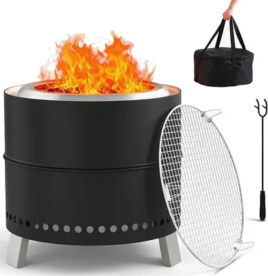 Imagen del producto de Hoguera de acero inoxidable sin humo, de 50 cm, cesta portátil para fuego