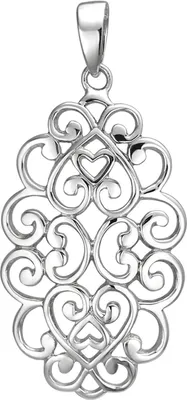 Produktbild von Anhänger aus 925 Silber mit Ornament aus Herzen Halsschmuck rhodiniert