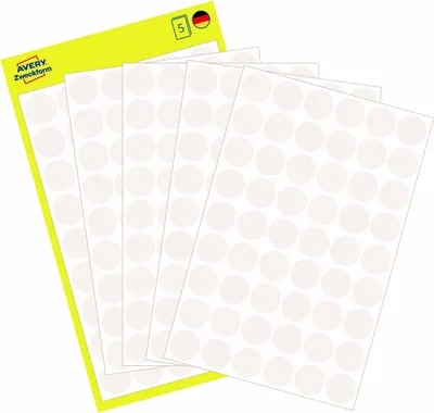 Produktbild von Avery Zweckform 3145, Markierungspunkte, ? 12 mm, 270 Markierungspunkte / 5 Bögen, Weiß