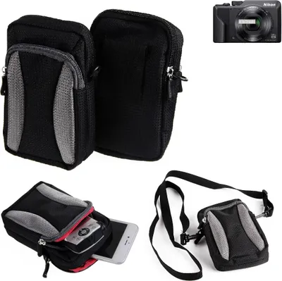 Produktbild von K-S-Trade Fototasche kompatibel mit Nikon Coolpix A1000 Gürtel-Tasche Holster Umhänge Tasche Kameratasche, schwarz-grau Brust-Beutel Brust-Tasche