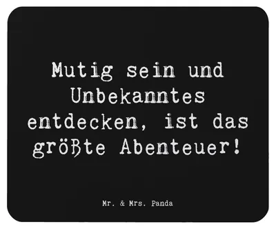 Produktbild von Mr. & Mrs. Panda Mouse Pad Spruch Unbekannte Orte erkunden - Schwarz - Geschenk, Mousepad, Zuversicht, Entdeckungsfreude, handgefertigte Produkte, Entdeckungsreise, Trost