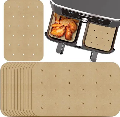 Produktbild von 100 Stück Backpapier für Heißluftfritteuse Rechteckig,20.5x14cm Airfryer Backpapier für Ninja Food Dual Air Fryer,Kompatibel mit Ninja AF300EU AF400EU,Dual Zone Air Fryer Zubehör Backpapiere | Für Heißluftfritteuse Backen Küche
