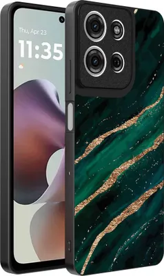 Produktbild von Geeignet für Motorola Moto G56 Telefon Fall mit Marmor Druck - TPU zurück Abdeckung Fall Marmor Design - Grün Gold - Smartphonica