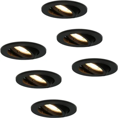 Produktbild von hoftronic LED Einbaustrahler 6x 4W 345lm 2700K GU10 Schwarz Schwenkbar