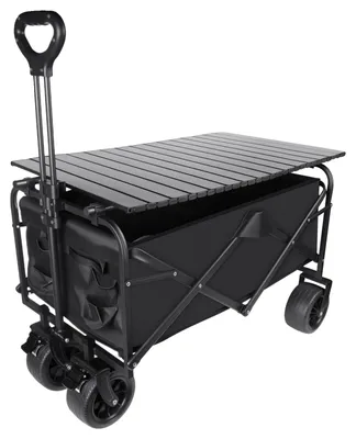 Obrázok produktu pre Skladací vozík, otočné kolieska o 360°, veľká nosnosť, čierny