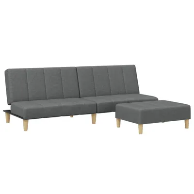 Produktbild von vidaXL Schlafsofa 2-Sitzer mit Fußhocker Dunkelgrau Stoff
