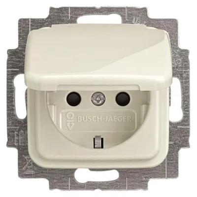 Imagen del producto de Enchufe BJ Duro 2000 SI Schuko con 20 enchufes EUKB-212 y tapa abatible, color blanco