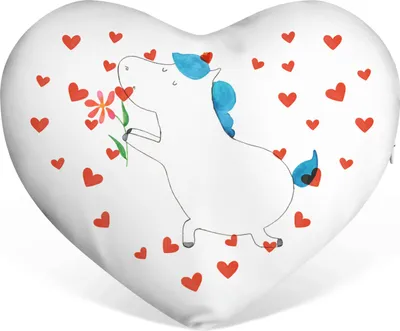 Produktbild von Mr. & Mrs. Panda Sofakissen Einhorn Blume - Weiß - Geschenk, dekoartikel, Ehepaar, Unicorn, Kuschelkissen, Herzkissen, Hochzeitskissen, Freundin, Einhörner, Liebe