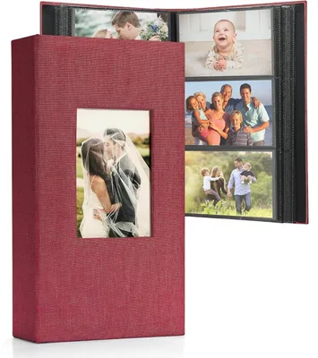 Produktbild von Einsteckalbum für 408 Fotos 10x15 cm Leinenbindung Personalisierbar Schwarz/Rot