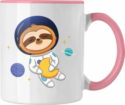 Produktbild von Trendation - Süße Faultier Tasse Geschenk Weltall Galaxie Geschenkidee Jungs Jungen Coole Grafik (Rosa)