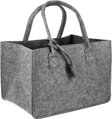 Image de Sac en feutre Unyqoos® 40x27x27 cm – sac robuste pour le bois de chauffage et les courses, sac de rangement et de transport universel avec des poignées résistantes, disponible en 7 couleurs, couleur gris foncé