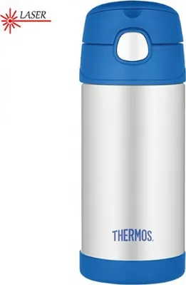 Obrázok produktu pre FUNtainer Detská termoska so slamkou - strieborná/modrá 355 ml