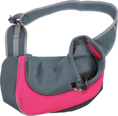 Produktbild von Haustiertragetasche, atmungsaktives Netzgewebe, tragbar, Einzel-Umhängetasche, Hundetragetasche für Outdoor-Reisen, Rosenrot