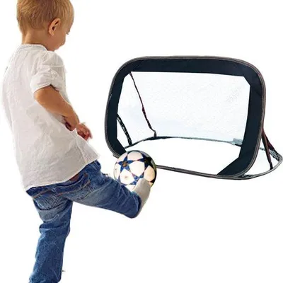 Image de Lot de 2 cages de football - 80-120 cm - Petites cages de football pliables et transportables - Taille et couleur au choix