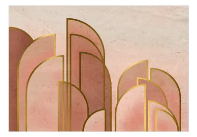 Immagine prodotto di Carta da parati in tessuto non tessuto, motivo astratto geometrico, rosa e oro, 400x280 cm – Carta da parati moderna, ideale per il soggiorno, decorazione murale, ingresso, modello a-A-0856-a-a