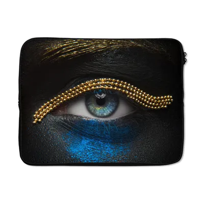 Produktbild von MuchoWow® Laptop Hülle 17 Zoll Laptoptasche Frau - Augen - Make-up - Luxus - Gold - Zipper - Schutzabdeckung
