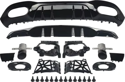 Produktbild von Nitronox Diffuser Set – Heckdiffuser mit Auspuff – Für Mercedes A-Klasse W177 AMG A35 Look (2018+) – Schwarz – Autozubehör