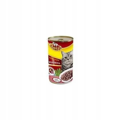 A can of cat food with a picture of a cat on it.