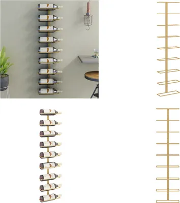 Produktbild von vidaXL Wand Weinregal für 9 Flaschen Golden Eisen - Weinregal - Weinregale - Wand-Weinregal - Wand-Flaschenregal