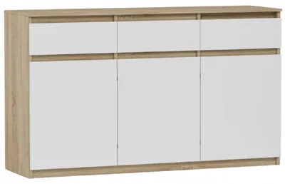 Obrázek produktu pro Komoda 120 cm 3 zásuvky 3 dveře skříňka FRAMIRE S-3 mix sonoma