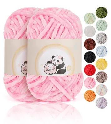 Produktbild von Chenille Wolle 2 x 100 g Hellrosa 6mm 80m