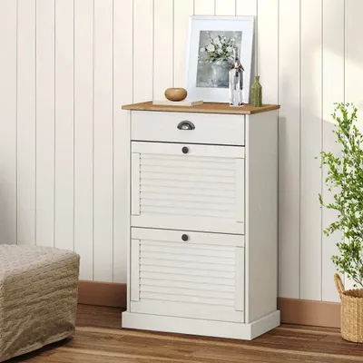 Obrázok produktu pre The Living Store Skriňa na topánky VIGO 60x35x96 cm Biela z masívneho borovicového dreva