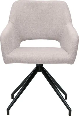 Produktbild von Miliboo - Drehstuhl 360° aus beigem Textur-Veloursstoff und schwarzem Metall LAURETTE