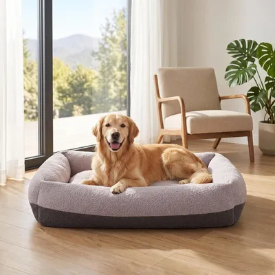 Immagine prodotto di Cuccia per cani, taglia XL, lavabile, con rivestimento removibile, color grigio chiaro, dimensioni 91x69x20 cm