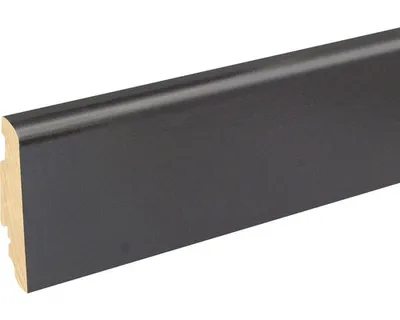 Produktbild von SKANDOR Sockelleiste MDF FU60L foliert schwarz 2400 x 58 x 19 mm
