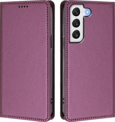 Image de Etui en cuir pour Samsung Galaxy S22 5G, étui magnétique en cuirPolyuréthaneavec support Violet