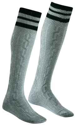 Produktbild von Lange Trachtensocken Strümpfe Socken aus Baumwolle 50cm Lang, Farbe:Grau/Grün, Größe:38-40