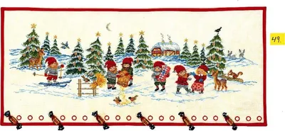 Produktbild von Eva Rosenstand Adventskalender Kreuzstich Set mit Zwerge im Schnee Motiv