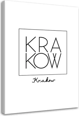Image de Toile Krakow inscription 40x60 cm Feeby gris tableau mural prêt à accrocher