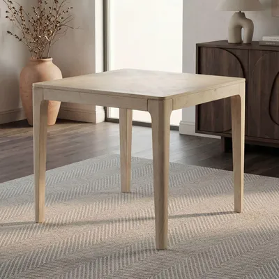Immagine prodotto di FineBuy Tavolo da pranzo in legno massello di mango 80x80 cm bianco lavato Tavolo da pranzo quadrato Tavolo da cucina 4 persone Tavolo in legno Tavolo da pranzo Fatto a mano