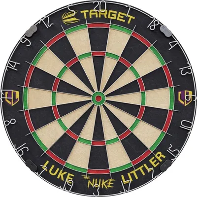 Produktbild von Target Darts Luke Littler Dartboard Set mit 6 Steeldarts, Sisal Dartscheibe, Werflinie und Wandhalterung