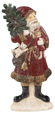 Immagine prodotto di Figurina di Babbo Natale Clayre & Eef 9x4x23 cm in poliresina rossa