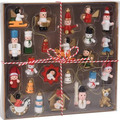 Imagen del producto de Juego de 24 adornos navideños de madera
