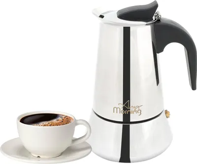 Produktbild von Any Morning Espressokocher 300 ml – 6 Tassen – Edelstahl Mokkakanne – Für alle Herdarten außer Induktion