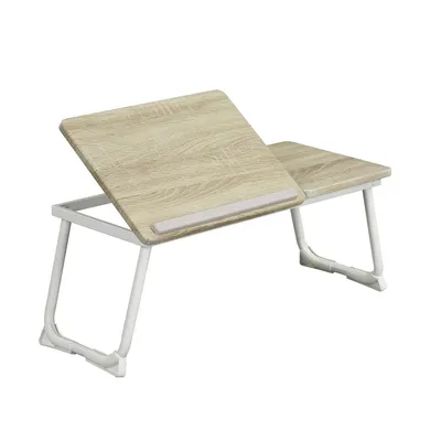 Produktbild von Meubles Cosy Klappbarer Betttisch / Laptop-Ständer aus Holz und weißem Metall, Weiß - MAMIE